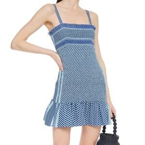 CECILIE COPENHAGEN Judith Fluted Shirred Cotton-Jacquard Mini Dress XS